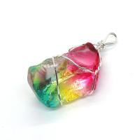 Quartz Gemstone Pendants with Brass irregular silver color plated Unisex multi-colored 25x35- Sold By PC