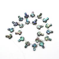 Perles coquillage d'ormeau, coquille d'ormeau, croix, DIY, multicolore, 13x18mm, Vendu par Environ 38 cm brin
