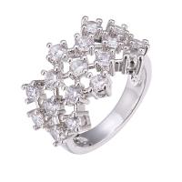 Cubic Zirconia Micro Pave Brass Ring & for woman & hollow silver color nickel lead & cadmium free Sold By PC