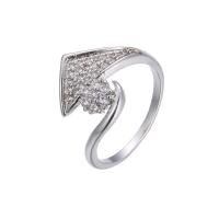 Cubic Zirconia Micro Pave Brass Ring with Cubic Zirconia & for woman silver color nickel lead & cadmium free Sold By PC