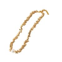 Plastik-Perlenkette, Messing, mit Kunststoff Perlen, mit Verlängerungskettchen von 5cm, rund, plattiert, für Frau, keine, frei von Nickel, Blei & Kadmium, 8mm, Länge:ca. 39 cm, verkauft von PC