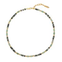 Edelstein Schmuck Halskette, Naturstein, mit Messing, mit Verlängerungskettchen von 5cm, vergoldet, für Frau, gemischte Farben, frei von Nickel, Blei & Kadmium, Länge ca. 40 cm, verkauft von PC