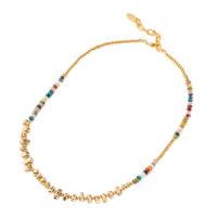 Natural Gemstone Necklace Natural Stone with Brass with 5cm extender chain real gold plated for woman mixed colors nickel lead & cadmium free Length Approx 43 cm Sold By PC
