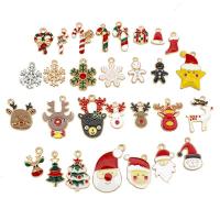 Zinklegierung Weihnachten Anhänger, goldfarben plattiert, Weihnachts-Design & DIY & verschiedene Stile für Wahl & Emaille & mit Strass, keine, frei von Nickel, Blei & Kadmium, verkauft von PC