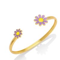 Brass Bracelet & Bangle Daisy 18K gold plated for woman & enamel nickel lead & cadmium free Sold By PC