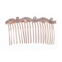 Decorative Hair Combs Zinc Alloy rose gold color plated 4 pieces & for woman & with rhinestone rose gold color nickel lead & cadmium free Sold By Set