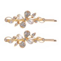Hair Slide, Tibetan Style, gold color plated, different styles for choice & for woman & with rhinestone, golden, nickel, lead & cadmium free, Sold By Pair