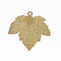 Hollow Brass Pendants, Maple Leaf, rack plating, DIY, golden, nickel, lead & cadmium free, 38x43mm, Sold By PC
