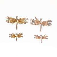 Rhinestone Brass Pendants Dragonfly rack plating DIY & with rhinestone & hollow nickel lead & cadmium free Sold By PC