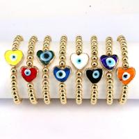 Evil Eye Jewelry Bracelet Brass with Lampwork 18K gold plated for woman nickel lead & cadmium free Length 6.7 Inch Sold By PC