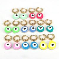 Evil Eye Earrings, Brass, 18K gold plated, for woman & enamel, more colors for choice, nickel, lead & cadmium free, 16x37mm, Sold By Pair