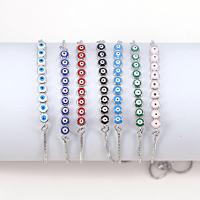 Evil Eye Jewelry Bracelet, Brass, silver color plated, for woman & enamel, more colors for choice, nickel, lead & cadmium free, Length:7.1 Inch, Sold By PC