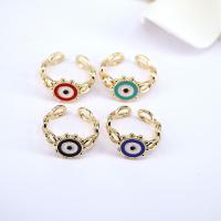 Evil Eye Jewelry Finger Ring Brass gold color plated for woman & enamel nickel lead & cadmium free 18mm Sold By PC