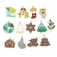 Tibetan Style Christmas Pendants, gold color plated, Christmas Design & DIY & different styles for choice & enamel, nickel, lead & cadmium free, Sold By PC
