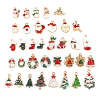 Zinklegering Kerst Hangers, Zinc Alloy, gold plated, Kerstontwerp & DIY & verschillende stijlen voor de keuze & glazuur & met strass, meer kleuren voor de keuze, nikkel, lood en cadmium vrij, Verkocht door PC