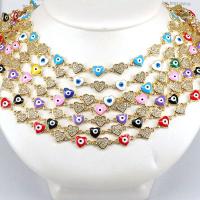 Evil Eye Schmuck Halskette, Messing, mit Verlängerungskettchen von 2, blöser Blick, goldfarben plattiert, einstellbar & für Frau & Emaille, keine, frei von Nickel, Blei & Kadmium, Länge 19.3 ZollInch, verkauft von PC
