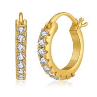 Cubic Zirconia Micro Pave Brass Earring 18K gold plated fashion jewelry & micro pave cubic zirconia & for woman golden nickel lead & cadmium free 16*3mm 2mm Sold By Pair