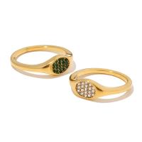 Titanium Čelik Finger Ring, Oval, modni nakit & različite veličine za izbor & micro utrti kubni cirkonij & za žene, više boja za izbor, 7x6.50mm, Veličina:6-8, Prodano By PC