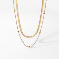 Multi слой ожерелье, Нержавеющая сталь 304, с 5cm наполнитель цепи, Двойной слой & ювелирные изделия моды & Женский, Золотой, длина:34 см, 41 см, продается PC