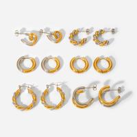 Titanium Steel  Earring, Vacuum Ion Plating, fashion jewelry & different styles for choice & for woman, more colors for choice, Sold By Pair