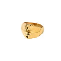 Ring Finger ze stali nierdzewnej, Stal nierdzewna 316L, Twarzy, biżuteria moda & dla obu płci & różnej wielkości do wyboru, złoty, 13.86mm, rozmiar:6-8, sprzedane przez PC