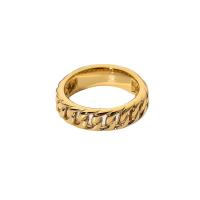 Anel de dedo de aço inoxidável, Aço inoxidável 316L, Rosca, joias de moda & tamanho diferente para a escolha & para mulher, dourado, 5.50mm, tamanho:6-8, vendido por PC