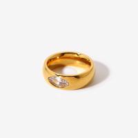 Vinger Ring in edelstaal, 316L roestvrij staal, Donut, Andere vorm voor keuze & mode sieraden & verschillende grootte voor keus & voor vrouw, gouden, Maat:6-8, Verkocht door PC