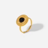 Edelstahl Ringe, 304 Edelstahl, mit Edelstein, flache Runde, Modeschmuck & für Frau, goldfarben, 2x17mm, verkauft von PC