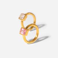 Cubic Zirconia nerezové prst prsten, 304 Stainless Steel, s Cubic Zirconia, Obdélník, módní šperky & různé velikosti pro výběr & pro ženy, více barev na výběr, Velikost:6-8, Prodáno By PC