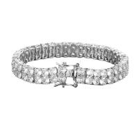 Zinc Alloy Bracelet silver color plated fashion jewelry & Unisex & micro pave cubic zirconia silver color nickel lead & cadmium free 10mm Sold By PC