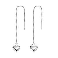 Brass Drop Earring Heart platinum color plated fashion jewelry & for woman platinum color nickel lead & cadmium free 100mm Sold By Pair