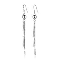 Fashion Fringe Earrings Brass platinum color plated fashion jewelry & for woman platinum color nickel lead & cadmium free 80mm Sold By Pair