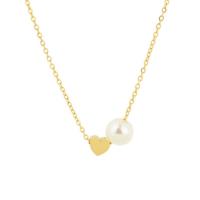 Titanstahl Halskette, mit Kunststoff Perlen, mit Verlängerungskettchen von 5cm, Herz, Modeschmuck & einstellbar & für Frau, goldfarben, Länge:46 cm, verkauft von PC