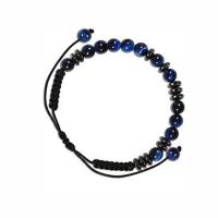 Gemstone Bracelets, Natural Stone, with Polyester Cord, handmade, fashion jewelry & different materials for choice & Unisex & adjustable, more colors for choice, 6mm, Length:5-8 Inch, Sold By PC