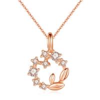 Brass Necklace with 5cm extender chain Flower plated fashion jewelry & for woman & with rhinestone nickel lead & cadmium free Length 40 cm Sold By PC