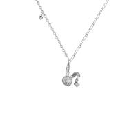 Sterling Silver Κολιέ, 925 ασημένιο ασήμι, Κουνέλι, επιπλατινωμένα, κοσμήματα μόδας & για τη γυναίκα, αρχικό χρώμα, 12.80x15.30mm, Μήκος Περίπου 17.7 inch, Sold Με PC