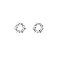 Cubic Zirconia micro pavimenta Sterling Silver Earring, 925 sterline d'argento, placcato platino, Micro spianare cubic zirconia & per la donna, colore originale, 6.50x6.90mm, Venduto da coppia