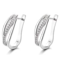 Cubic Zirconia Micro Pave Sterling Silver Earring 925 Sterling Silver platinum plated micro pave cubic zirconia & for woman original color Sold By Pair
