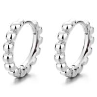 925 Sterling Silver Huggie Hoop Earring, platinum plated, different size for choice & for woman, original color, Sold By Pair