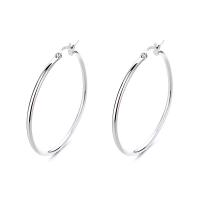 925 Sterling Silver Hoop Earrings, platinum plated, different size for choice & for woman, original color, Sold By Pair