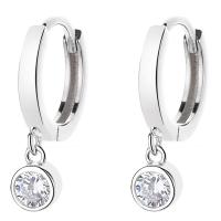 Cubic Zirconia Micro Pave Sterling Silver Earring, 925 Sterling Silver, plated, micro pave cubic zirconia & for woman, more colors for choice, 18.20x12.20mm, Sold By Pair