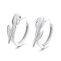 925 Sterling Silver Huggie Hoop Earring Tulip plated fashion jewelry & for woman Sold By Pair
