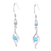 925 Sterling Silver Drop &  Dangle Earrings, with Topaze, platinum plated, fashion jewelry & for woman, original color, 40mm, Sold By Pair