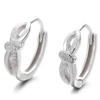 925 Sterling Silver Hoop Earrings platinum plated fashion jewelry & for woman Sold By Pair