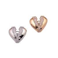 Cubic Zirconia Brooch Brass Heart plated micro pave cubic zirconia & for woman nickel lead & cadmium free Sold By PC