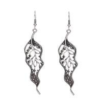 Zinc Alloy Drop Earrings Leaf plated for woman & with rhinestone & hollow nickel lead & cadmium free Sold By Pair