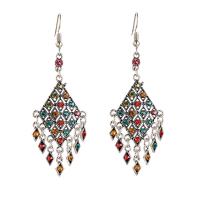 Fashion Fringe Earrings Zinc Alloy Geometrical Pattern platinum color plated Bohemian style & for woman & with rhinestone nickel lead & cadmium free Sold By Pair