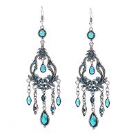 Fashion Fringe Earrings Zinc Alloy Teardrop antique silver color plated Bohemian style & for woman & with rhinestone & hollow nickel lead & cadmium free Sold By Pair