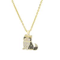 Cubic Zircon Micro Pave Brass Necklace with 304 Stainless Steel Chain Cat gold color plated micro pave cubic zirconia & for woman Length Approx 19.68 Inch Sold By PC