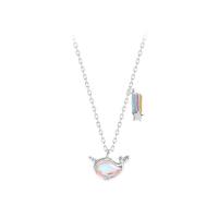 925 Sterling Silver Necklaces, with Gemstone, Whale, for woman & enamel, silver color, Length:Approx 15.74 Inch, Sold By PC